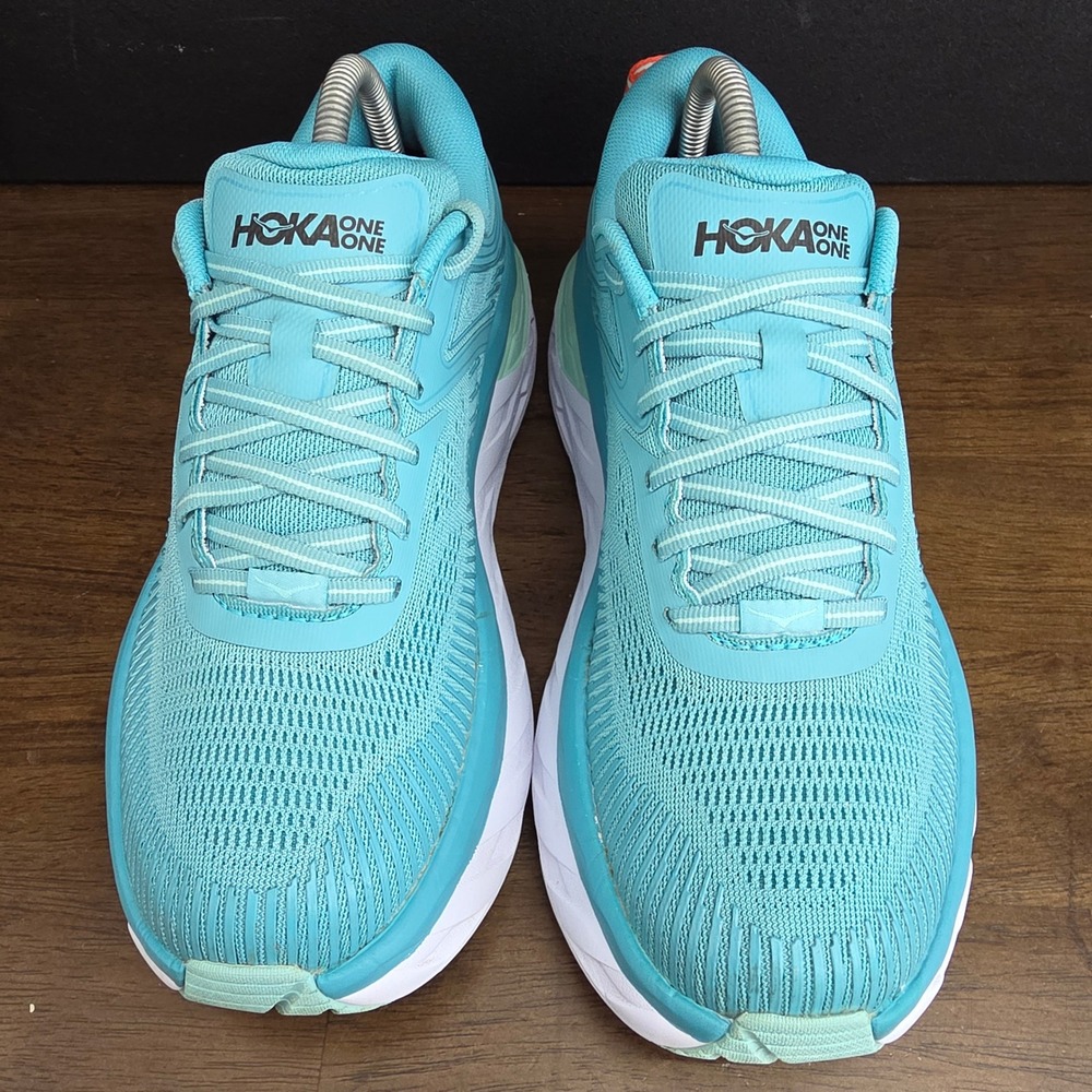 Hoka One One Bondi 7 Running Shoes Womens 8.5 Aquarelle Turquoise Mesh Road - Picture 2 of 13